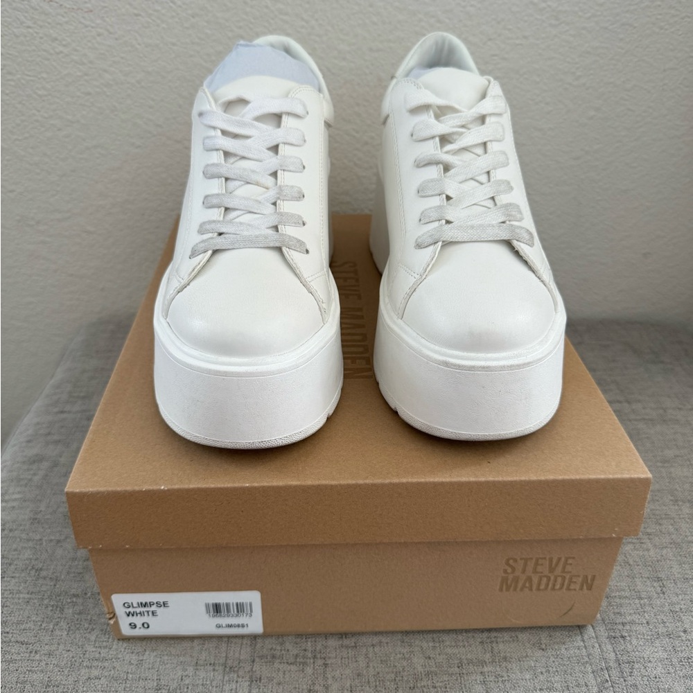 Steve Madden Glimpse white platform sneakers 9